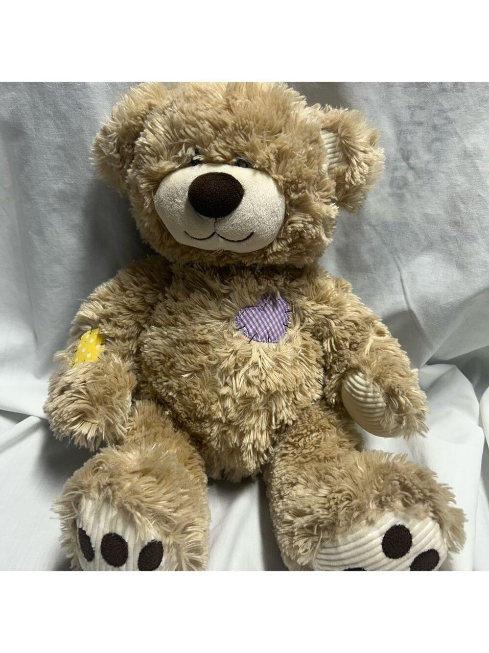 Build-A-Bear Tan Patchwork Patches Quilt Teddy Bear Plush Stuffed Toy 16" - Picture 3 of 15